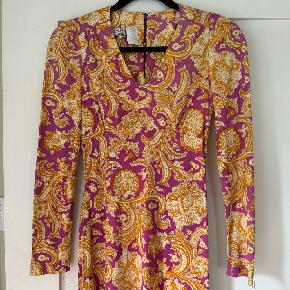 Vintage 60s Terri Petites California Mod Paisley Mini Dress, size 7